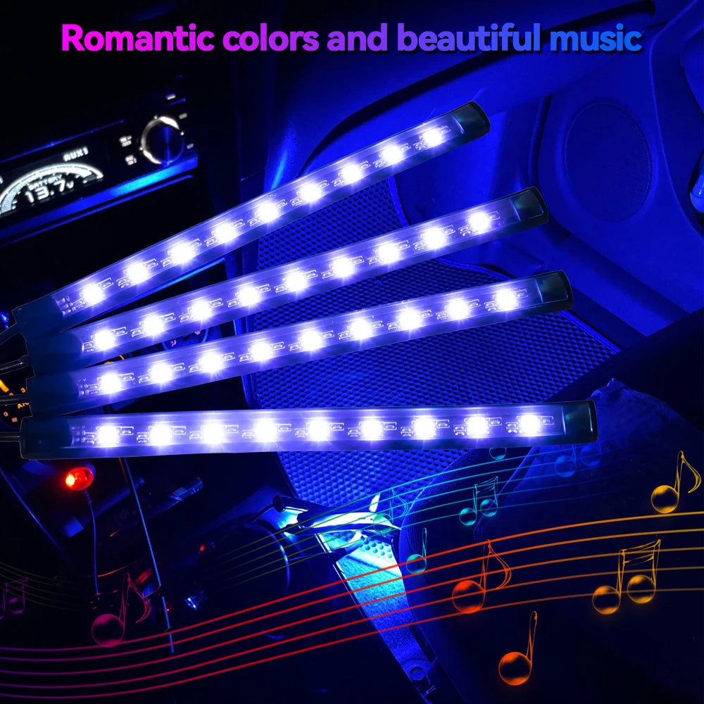 Kit LED Ambiance Voiture RGB – Contrôle App & Télécommande