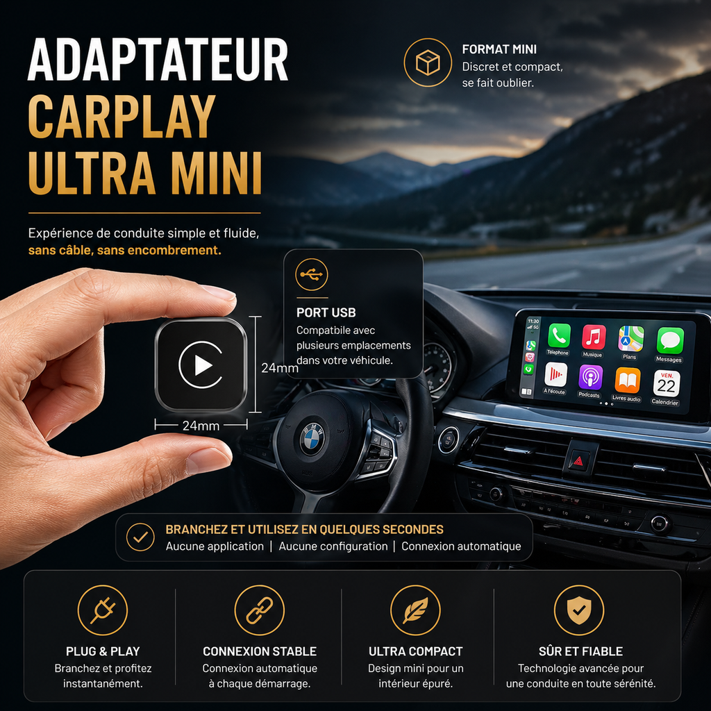 Adaptateur CarPlay Sans Fil 2-en-1 | Android Auto Wireless Plug & Play